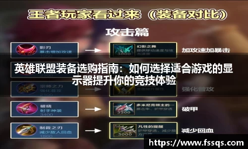 英雄联盟装备选购指南:如何选择适合游戏的显示器提升你的竞技体验